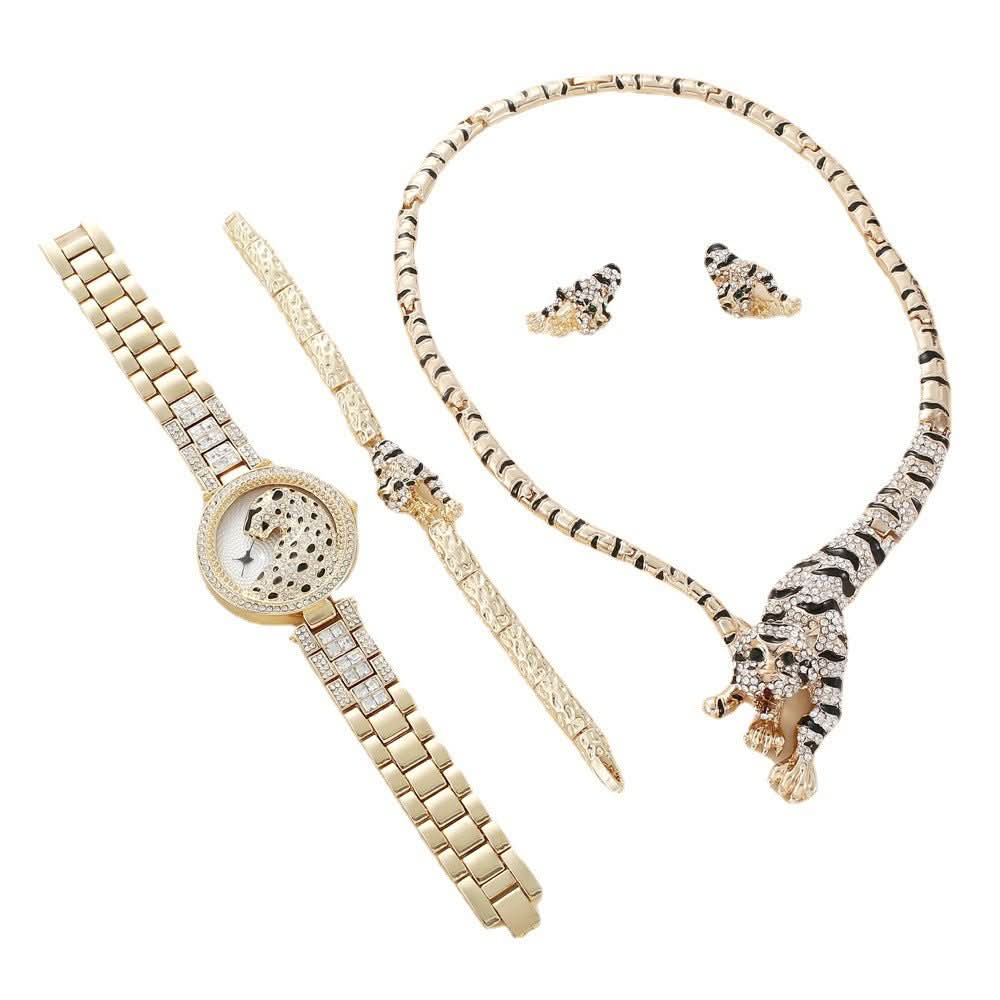 Quality Diamond Animal Simple Large Dial Steel Belt Quartz Watch Suit - STRAVAE