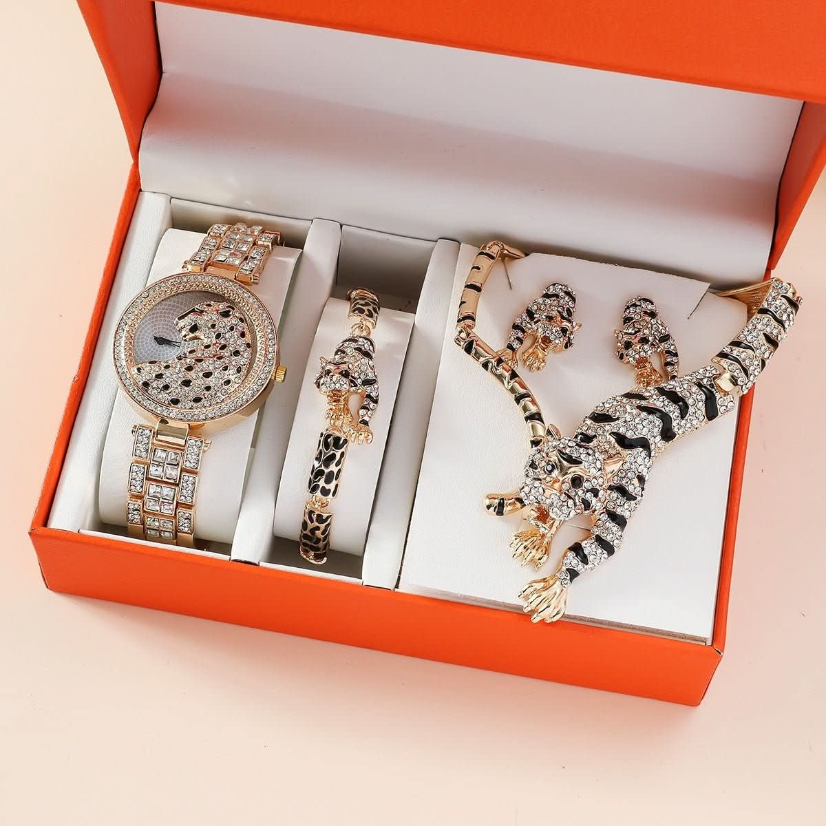 Quality Diamond Animal Simple Large Dial Steel Belt Quartz Watch Suit - STRAVAE
