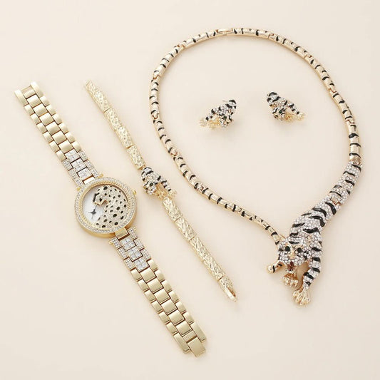 Quality Diamond Animal Simple Large Dial Steel Belt Quartz Watch Suit - STRAVAE