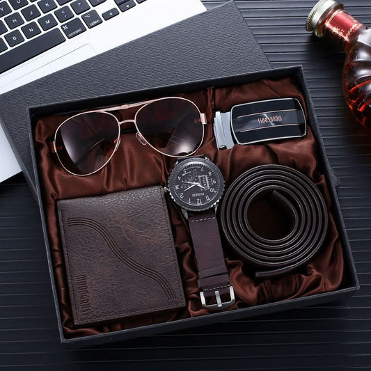 Wallet Belt Glasses Watch 4pcs Business Gift - STRAVAE